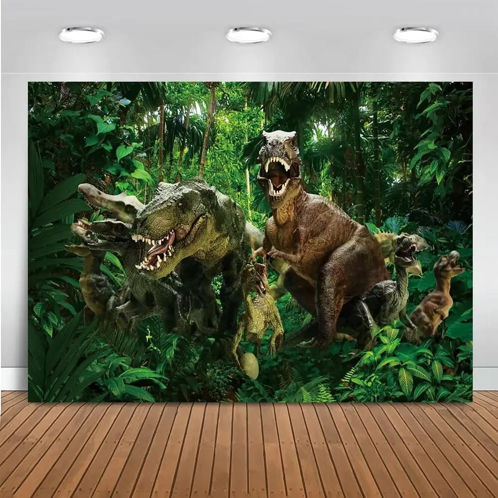 7x5 FT Dinosaur Backdrop Tropical Jungle Forest Dinosaur Photography Background